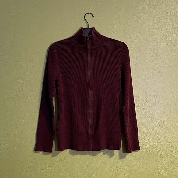 Eddie Bauer Plum Ribbed Zip Sweater – Women’s Medium - Picture 1 of 6